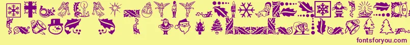 Xmasicons Font – Purple Fonts on Yellow Background