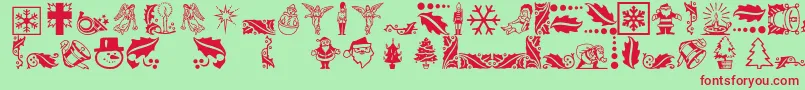 Xmasicons-Schriftart – Rote Schriften auf grünem Hintergrund