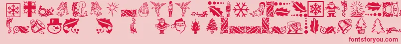 Xmasicons-Schriftart – Rote Schriften auf rosa Hintergrund