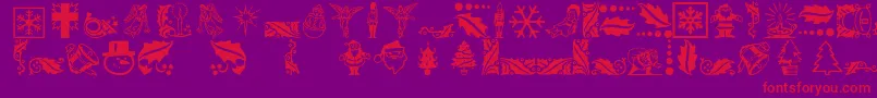 Xmasicons-Schriftart – Rote Schriften auf violettem Hintergrund