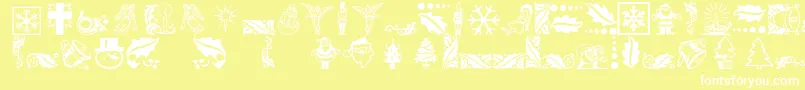 Xmasicons-Schriftart – Weiße Schriften auf gelbem Hintergrund