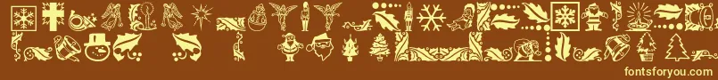 Xmasicons Font – Yellow Fonts on Brown Background