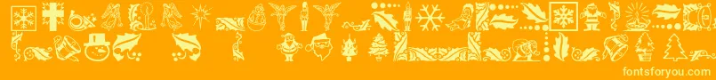 Xmasicons-Schriftart – Gelbe Schriften auf orangefarbenem Hintergrund