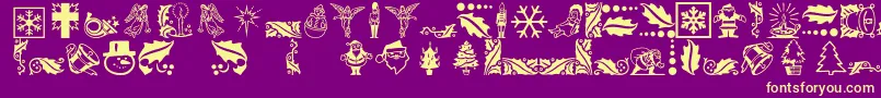 Xmasicons-Schriftart – Gelbe Schriften auf violettem Hintergrund