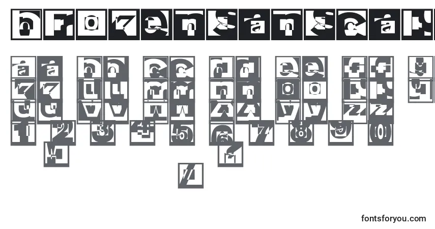 Schriftart Brokensanscaps – Alphabet, Zahlen, spezielle Symbole