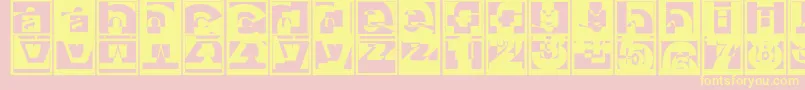 Fonte Brokensanscaps – fontes amarelas em um fundo rosa