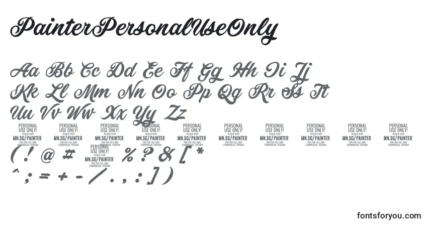 Czcionka PainterPersonalUseOnly – alfabet, cyfry, specjalne znaki