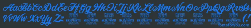 PainterPersonalUseOnly Font – Blue Fonts on Black Background