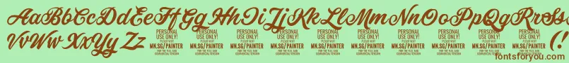 PainterPersonalUseOnly Font – Brown Fonts on Green Background