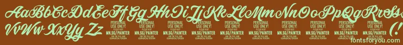 PainterPersonalUseOnly Font – Green Fonts on Brown Background