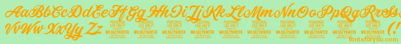 PainterPersonalUseOnly Font – Orange Fonts on Green Background