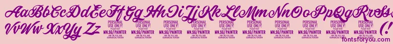 PainterPersonalUseOnly-Schriftart – Violette Schriften auf rosa Hintergrund