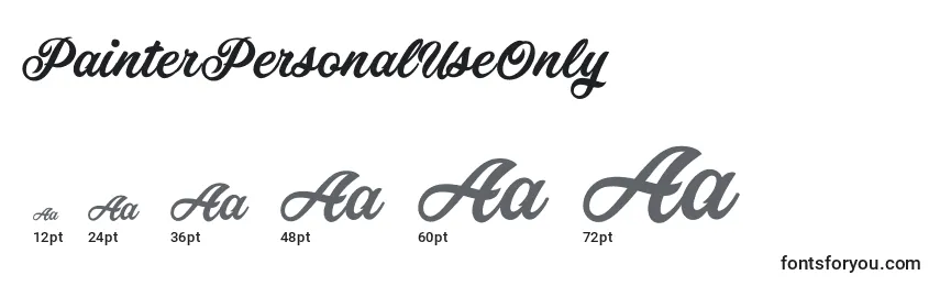 PainterPersonalUseOnly Font Sizes