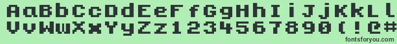 Kongtext-fontti – mustat fontit vihreällä taustalla