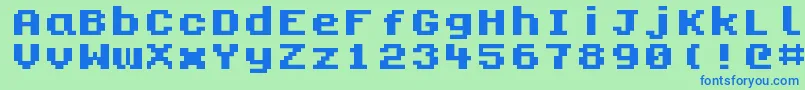 Kongtext Font – Blue Fonts on Green Background