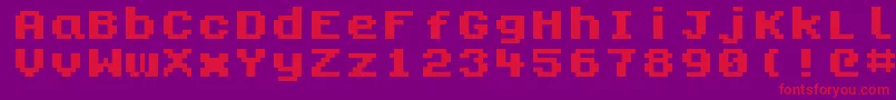 Kongtext-fontti – punaiset fontit violetilla taustalla