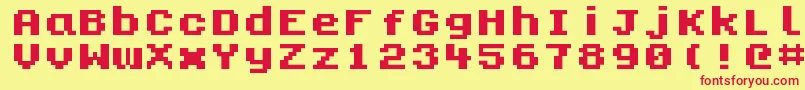 フォントKongtext – 赤い文字の黄色い背景