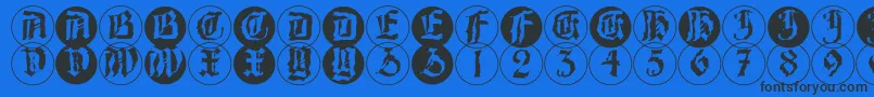 BarlosRandomrings Font – Black Fonts on Blue Background