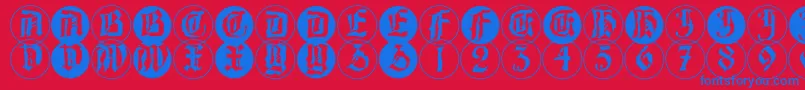 BarlosRandomrings Font – Blue Fonts on Red Background