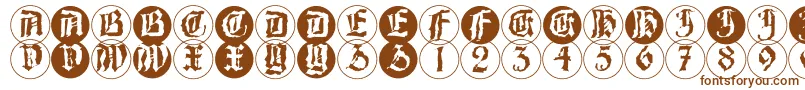 BarlosRandomrings-fontti – ruskeat fontit valkoisella taustalla
