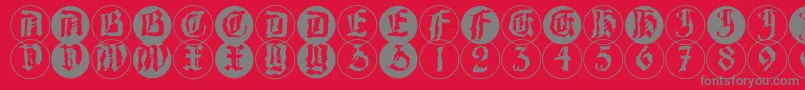 BarlosRandomrings Font – Gray Fonts on Red Background