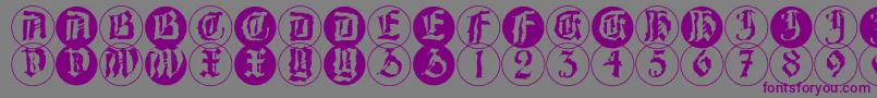 Czcionka BarlosRandomrings – fioletowe czcionki na szarym tle