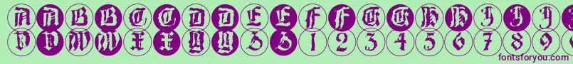Шрифт BarlosRandomrings – фиолетовые шрифты на зелёном фоне