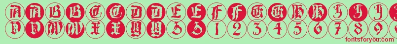 BarlosRandomrings Font – Red Fonts on Green Background