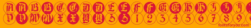 BarlosRandomrings Font – Red Fonts on Orange Background