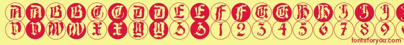 フォントBarlosRandomrings – 赤い文字の黄色い背景