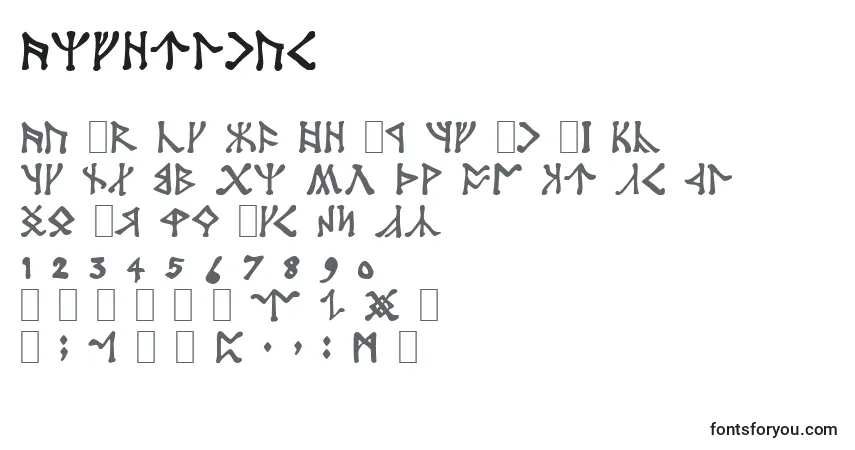 Schriftart Angerthas – Alphabet, Zahlen, spezielle Symbole