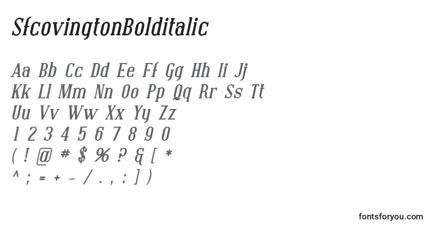 Шрифт SfcovingtonBolditalic – алфавит, цифры, специальные символы