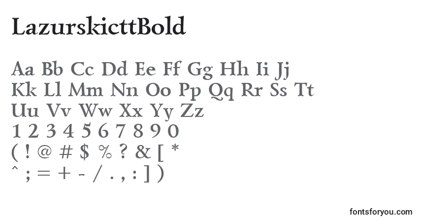 A fonte LazurskicttBold – alfabeto, números, caracteres especiais