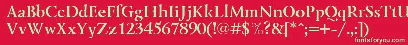 フォントLazurskicttBold – 赤い背景に緑の文字