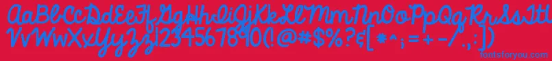Fonte Kgalwaysagoodtime – fontes azuis em um fundo vermelho