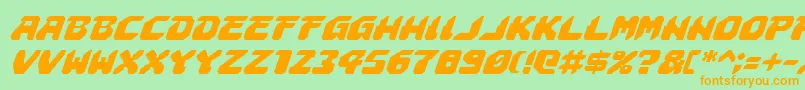 フォントAstropolisItalic – オレンジの文字が緑の背景にあります。