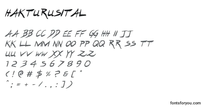 Czcionka Hakturusital – alfabet, cyfry, specjalne znaki