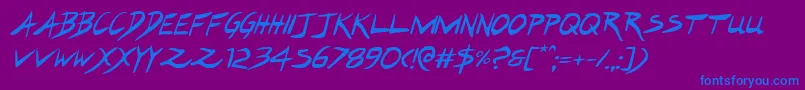 Шрифт Hakturusital – синие шрифты на фиолетовом фоне