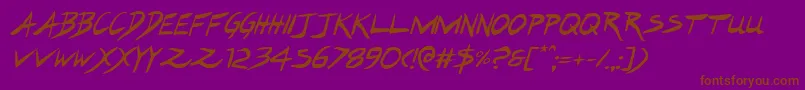 Hakturusital-Schriftart – Braune Schriften auf violettem Hintergrund