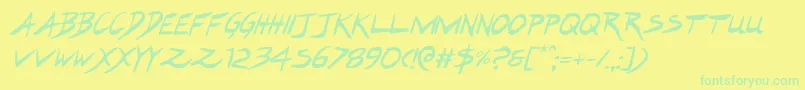 Hakturusital-Schriftart – Grüne Schriften auf gelbem Hintergrund