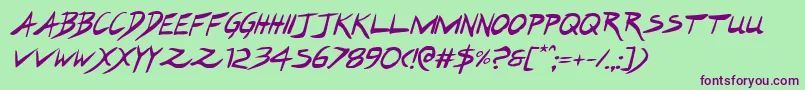 Hakturusital-Schriftart – Violette Schriften auf grünem Hintergrund