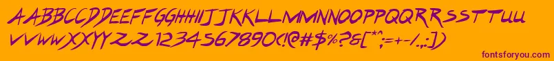 Hakturusital-Schriftart – Violette Schriften auf orangefarbenem Hintergrund