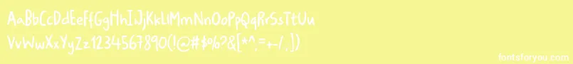 Ugiftigdemo-Schriftart – Weiße Schriften auf gelbem Hintergrund
