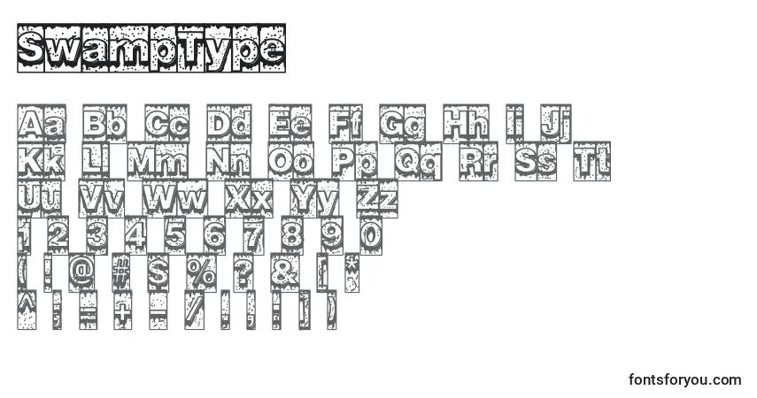 Schriftart SwampType – Alphabet, Zahlen, spezielle Symbole