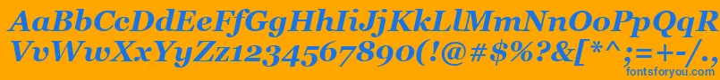 GeorgiaРџРѕР»СѓР¶РёСЂРЅС‹Р№РљСѓСЂСЃРёРІ Font – Blue Fonts on Orange Background