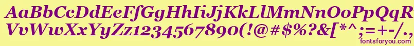 GeorgiaРџРѕР»СѓР¶РёСЂРЅС‹Р№РљСѓСЂСЃРёРІ-Schriftart – Violette Schriften auf gelbem Hintergrund