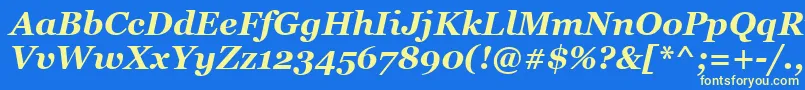 GeorgiaРџРѕР»СѓР¶РёСЂРЅС‹Р№РљСѓСЂСЃРёРІ Font – Yellow Fonts on Blue Background