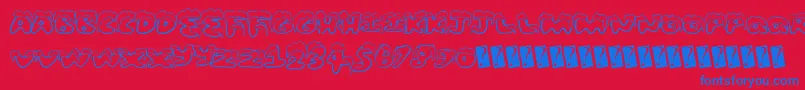フォントSnowfrosting – 赤い背景に青い文字