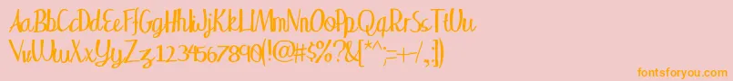 Wakingup-Schriftart – Orangefarbene Schriften auf rosa Hintergrund