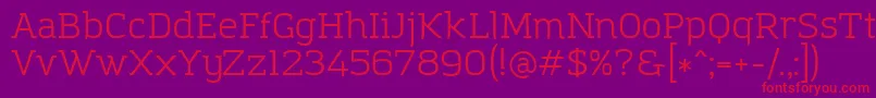 Czcionka AmazingGroteskBook – czerwone czcionki na fioletowym tle